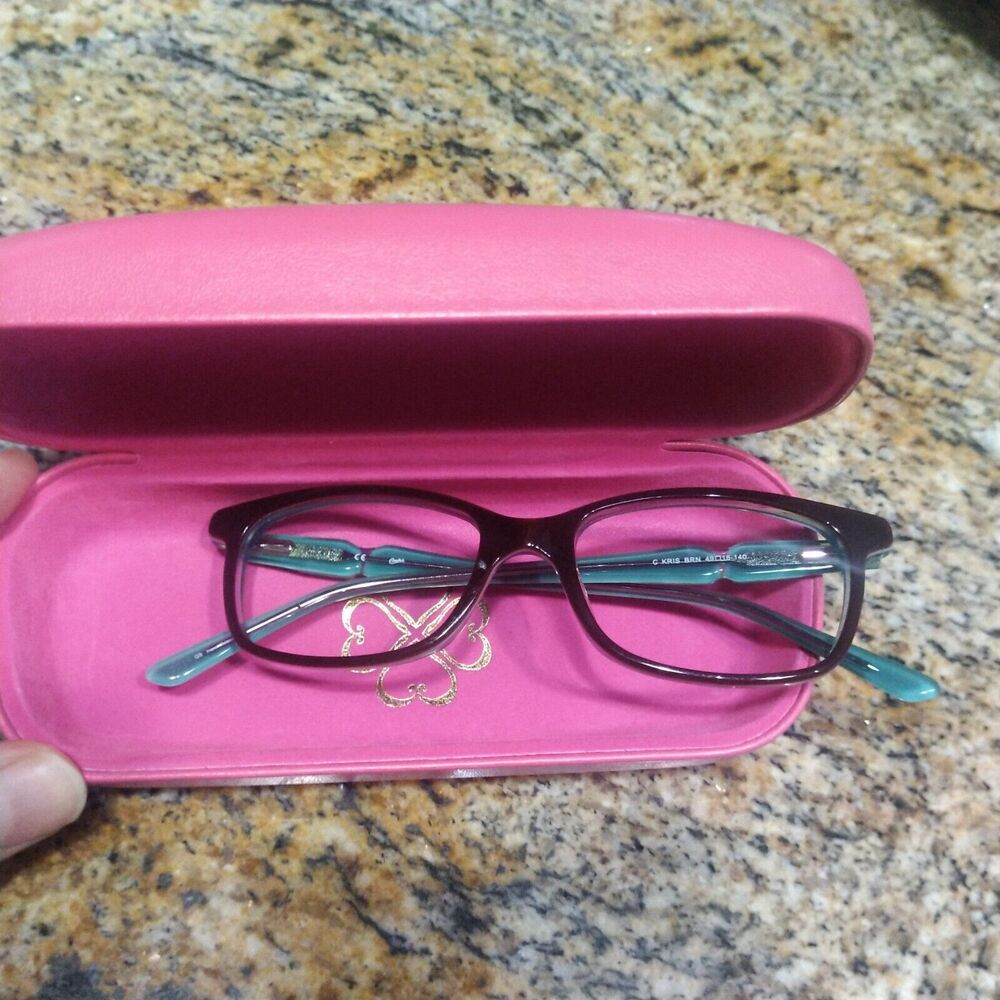 Candies C Kris Brn Eyeglasses Frames Brown Blue Square Full Rim 49-16-140 &Case
